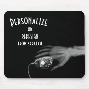 X-Ray Hand & Computer Mouse - B&W Mouse Mat