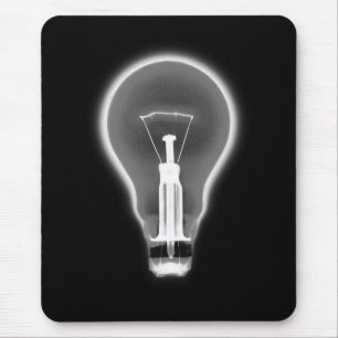 X-RAY LIGHT BULB BLACK & WHITE MOUSE MAT