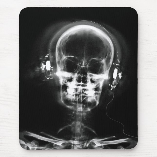 X-RAY MUSIC SKELETON GREY BLACK & WHITE MOUSE MAT (Front)