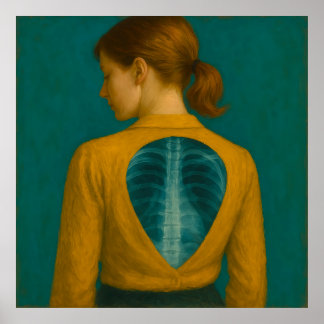 X-Ray of Back – Woman with Beige Blouse and Brown  Poster