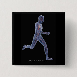 X-ray of the vascular system in a running man 15 cm square badge