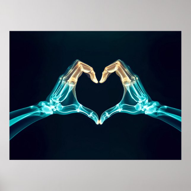X-Ray of Two Hands in Heart Shape – Anatomical in  Poster (Front)
