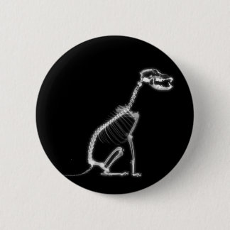 X-RAY PUPPY DOG SKELETON SITTING - B&W 6 CM ROUND BADGE
