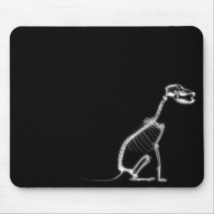 X-RAY PUPPY DOG SKELETON SITTING - B&W MOUSE MAT