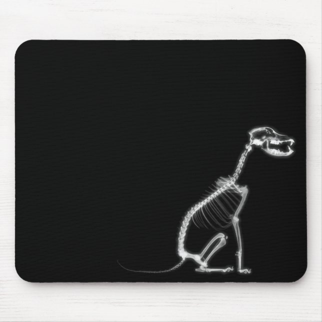 X-RAY PUPPY DOG SKELETON SITTING - B&W MOUSE MAT (Front)