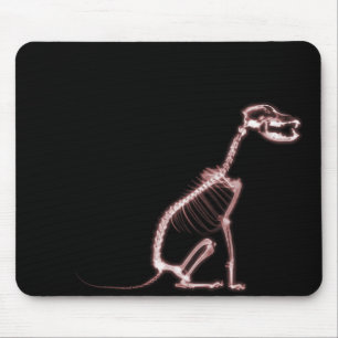 X-RAY PUPPY DOG SKELETON SITTING - RED MOUSE MAT