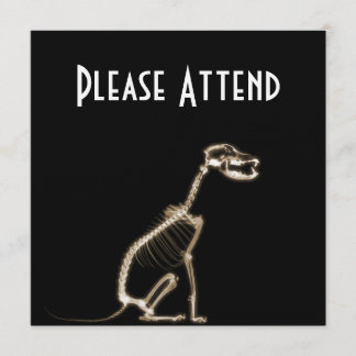 X-RAY PUPPY DOG SKELETON SITTING - SEPIA INVITATION
