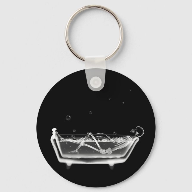 X-Ray Skeleton B&W Bath Time Key Ring (Front)