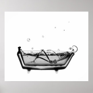 X-Ray Skeleton B&W Bath Time Poster