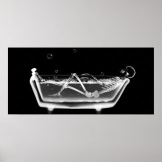 X-Ray Skeleton B&W Bath Time Poster