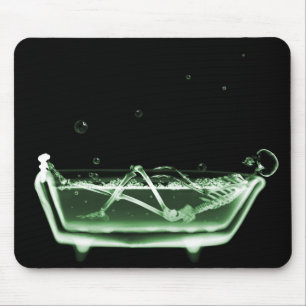 X-Ray Skeleton Bath Black Green Mouse Mat