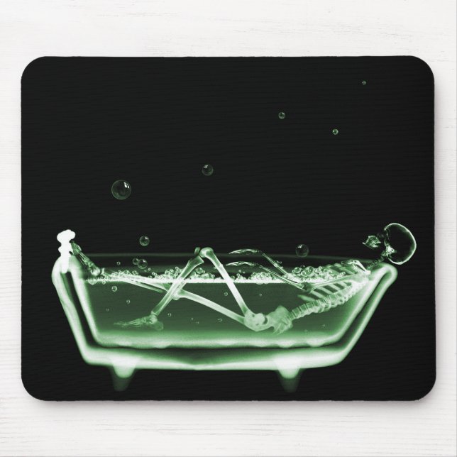 X-Ray Skeleton Bath Black Green Mouse Mat (Front)