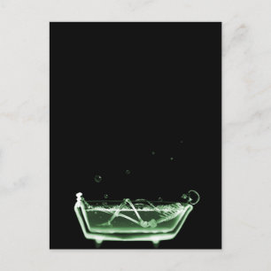 X-Ray Skeleton Bath Black Green Postcard