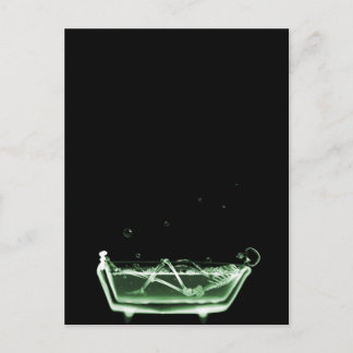 X-Ray Skeleton Bath Black Green Postcard
