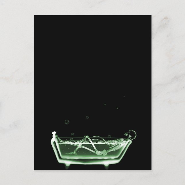 X-Ray Skeleton Bath Black Green Postcard (Front)