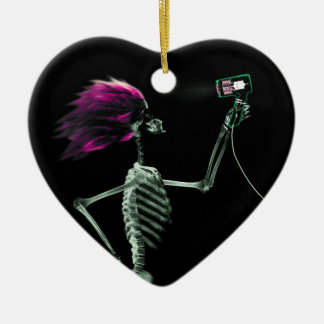 X-Ray Skeleton Blow Drying Hair Ceramic Tree Decoration