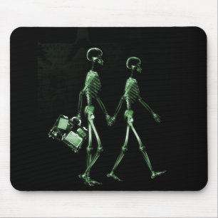 X-Ray Skeleton Couple Travelling Black Green Mouse Mat