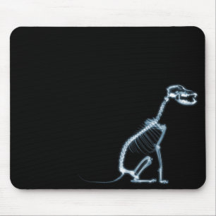 X-RAY SKELETON DOG SITTING - BLUE & BLACK MOUSE MAT