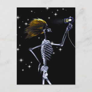X-Ray Skeleton Getting Dressed - Deep Yellow Hair Postcard