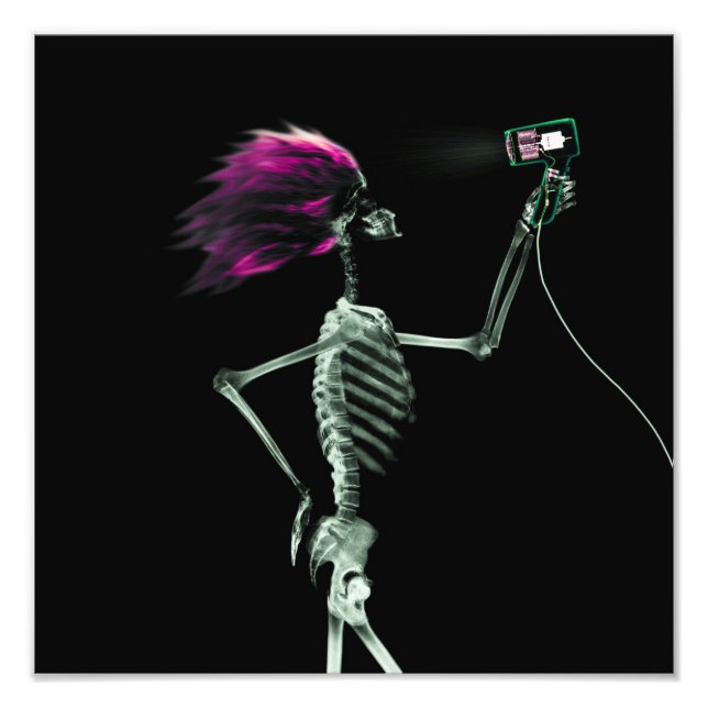 X-Ray Skeleton Hair Stylist - Pink Photo Print (Front)