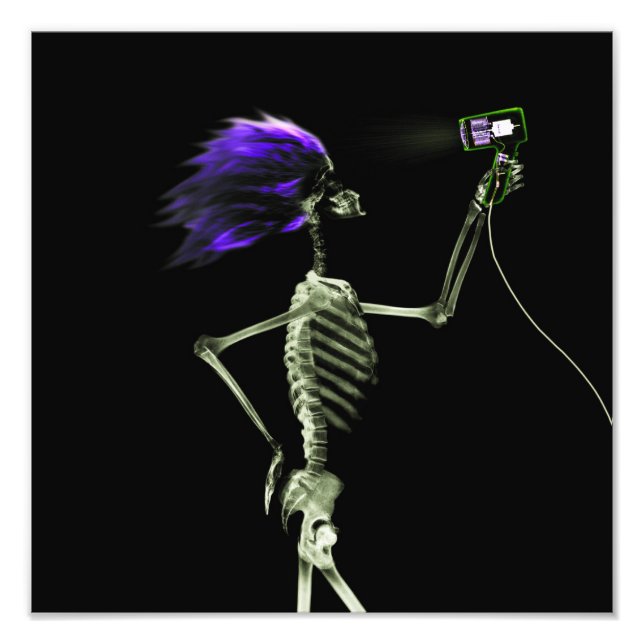X-Ray Skeleton Hair Stylist - Purple  Photo Print (Front)