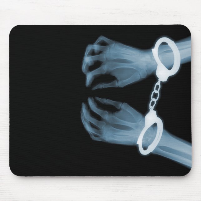 X-RAY SKELETON HAND CUFFS - BLUE MOUSE MAT (Front)