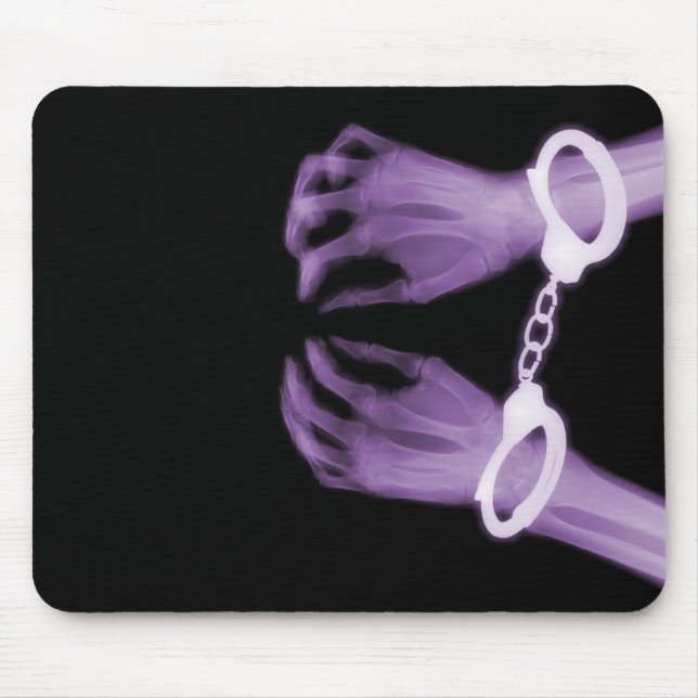 X-RAY SKELETON HAND CUFFS - PURPLE MOUSE MAT (Front)