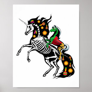 X-ray Skeleton Horse Riding Unicorn Cinco De Mayo  Poster