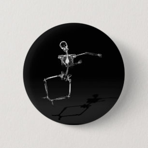 X-RAY SKELETON JOY LEAP B&W 6 CM ROUND BADGE