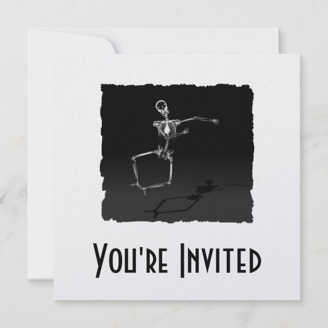 X-RAY SKELETON JOY LEAP B&W INVITATION (Front)