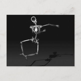 X-RAY SKELETON JOY LEAP B&W POSTCARD
