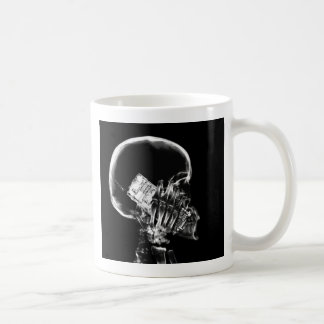 X-RAY SKELETON ON CELL PHONE BLACK & WHITE COFFEE MUG
