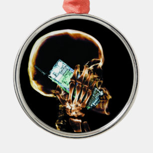 X-RAY SKELETON ON CELL PHONE METAL TREE DECORATION