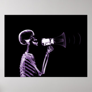 X-RAY SKELETON ON MEGAPHONE - PURPLE POSTER