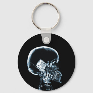 X-RAY SKELETON ON PHONE - BLUE KEY RING