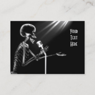 X-RAY SKELETON SINGING ON RETRO MIC - B&W BUSINESS CARD