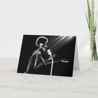 X-RAY SKELETON SINGING ON RETRO MIC - B&W CARD
