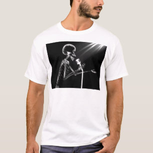 X-RAY SKELETON SINGING ON RETRO MIC - B&W T-Shirt