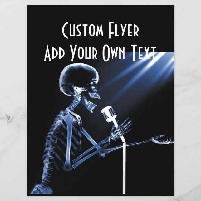 X-RAY SKELETON SINGING ON RETRO MIC - BLUE FLYER (Front)