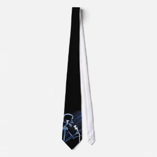 X-RAY SKELETON SINGING ON RETRO MIC - BLUE TIE