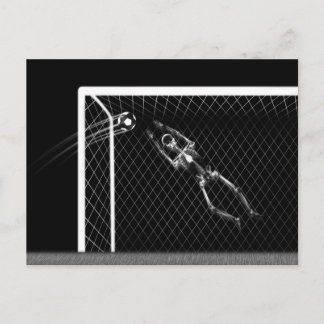 X-RAY SKELETON SOCCER GOALIE B&W POSTCARD