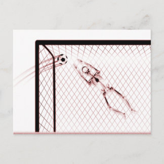 X-RAY SKELETON SOCCER GOALIE - RED POSTCARD