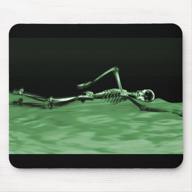X-Ray Skeleton Swimming - Green Mouse Mat (Front)