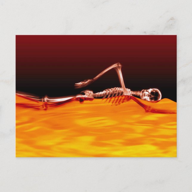 X-Ray Skeleton Swimming in Lake of Fire Postcard (Front)