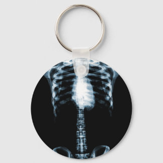X-RAY SKELETON TORSO RIBS BLUE KEY RING