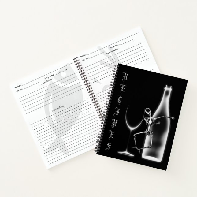 X-Ray Skeleton Wine Bottle Recipe Book - B&W (Inside)