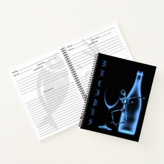 X-Ray Skeleton Wine Bottle Recipe Book - Blue