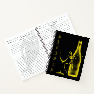 X-Ray Skeleton Wine Bottle Recipe Book - Yellow