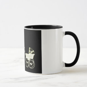 X-RAY SKELETON WOMAN & BABY CARRIAGE - YELLOW MUG
