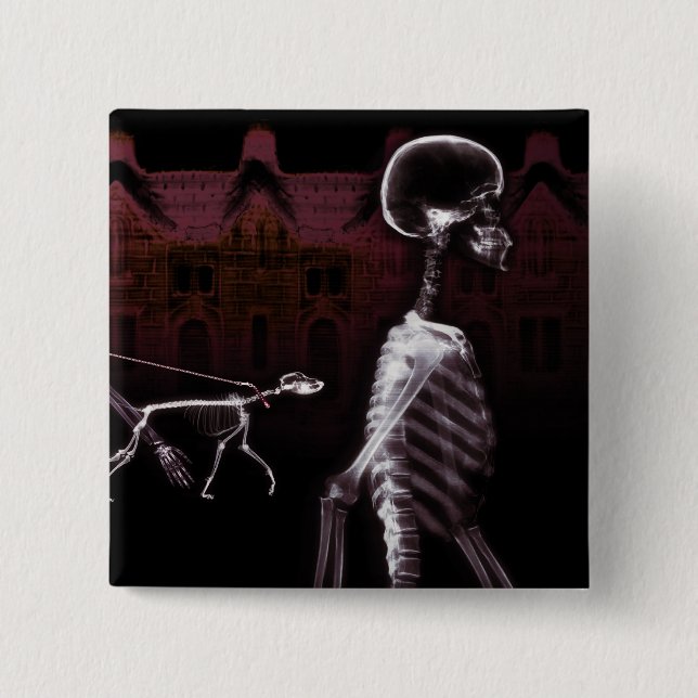 X-Ray Skeletons Midnight Stroll 15 Cm Square Badge (Front)